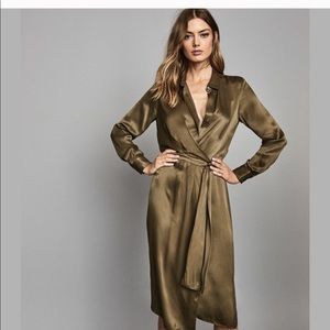 Reiss Katie Midi Shirt Dress Olive/Khaki